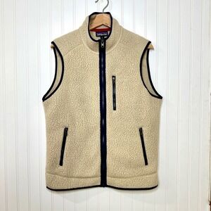 Patagonia Men's Synchilla Fleece Vest Oatmeal Beige Full Zip Pockets Size M‎